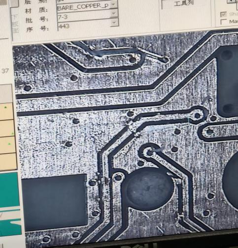 AOI image used to investigate copper residue and short-circuit defects